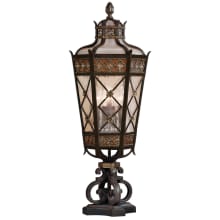 Chateau Convertible Outdoor Five-Light Pier Mount Light / Wall Sconce with Gold Accents and Antiqued Glass