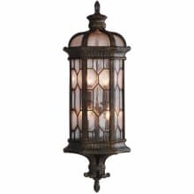 Devonshire 3 Light 28" High Outdoor Wall Sconce with Seedy Glass Shade