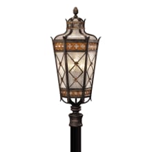 Chateau Outdoor Five-Light Post Light with Gold Accents and Antiqued Glass
