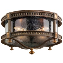 Beekman Place 18" Diameter Four-Light Outdoor Flush Mount Ceiling Fixture with Hand-Blown Seedy Glass Shade