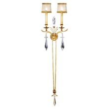 Monte Carlo Two-Light Wall Sconce with Hand-Blown Crystallized Glass Shades and Crystal Accents