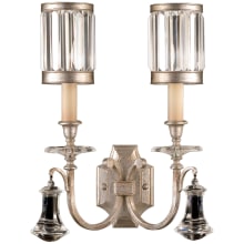 Eaton Place Silver Two-Light Wall Sconce with Channel-Set Crystal Diffuser and Crystal Accents