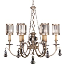 Eaton Place Silver Six-Light Single-Tier Chandelier with Channel-Set Crystal Diffusers and Crystal Accents
