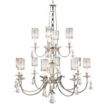 Eaton Place Silver Twelve-Light Two-Tier Chandelier with Channel-Set Crystal Diffusers and Crystal Accents
