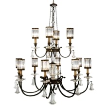Eaton Place Twelve-Light Two-Tier Chandelier with Channel-Set Crystal Diffusers and Crystal Accents