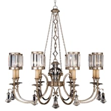 Eaton Place Silver Eight-Light Single-Tier Chandelier with Channel-Set Crystal Diffusers and Crystal Accents