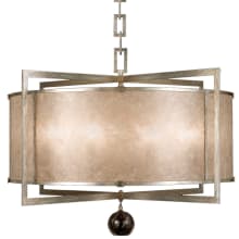 Singapore Moderne Silver 40" Diameter Eight-Light Drum Pendant with Mica Diffuser Panels
