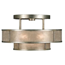 Singapore Moderne Silver 24" Diameter Three-Light Semi-Flush Mount Ceiling Fixture with Mica Diffuser Panels