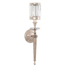 Eaton Place Silver Single-Light Wall Sconce with Channel-Set Crystal Diffuser and Crystal Accents