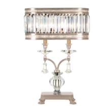 Eaton Place Silver Two-Light Table Lamp with Inline Dimmer Switch and Channel-Set Crystal Diffuser and Crystal Accents