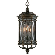 Warwickshire Four-Light Outdoor Pendant with Beveled Leaded Glass Panels
