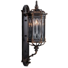 Warwickshire Three-Light Outdoor Wall Sconce with Beveled Leaded Glass Panels