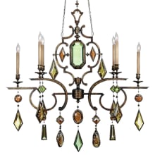 Encased Gems Six-Light 2 Tier Chandelier with Multi-Color Crystal Accents