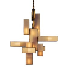 Perspectives Twelve-Light Single Tier Chandelier with Multi-Tonal Gold Organza Shades