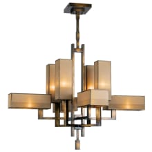 Perspectives Eight-Light Two-Tier Chandelier with Multi-Tonal Gold Organza Shades