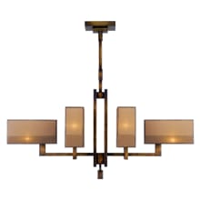 Perspectives Six-Light Single-Tier Linear Chandelier with Multi-Tonal Gold Organza Shades