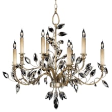 Crystal Laurel Ten-Light Two-Tier Chandelier with Bold-Cut Stylized Crystal Leaves