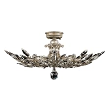 Crystal Laurel 29" Diameter Five-Light Semi-Flush Mount Ceiling Fixture with Bold-Cut Stylized Crystal Leaves