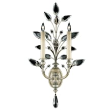 Crystal Laurel Two-Light Wall Sconce with Bold-Cut Stylized Crystal Leaves