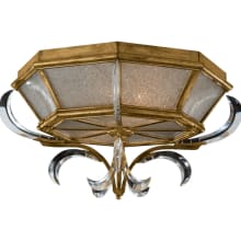 Beveled Arcs Gold 26" Diameter Two-Light Flush Mount Beveled Crystal Ceiling Fixture