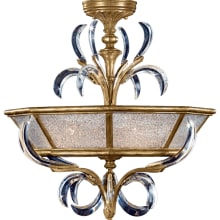 Beveled Arcs Gold 26" Diameter Three-Light Semi-Flush Mount Beveled Crystal Ceiling Fixture