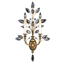 Crystal Laurel Gold Two-Light Wall Sconce with Bold-Cut Stylized Crystal Leaves