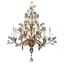 Crystal Laurel Gold Sixteen-Light Three-Tier Chandelier with Bold-Cut Stylized Crystal Leaves