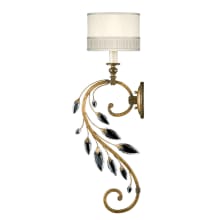 Crystal Laurel Gold Single-Light Wall Sconce with Bold-Cut Stylized Crystal Leaves
