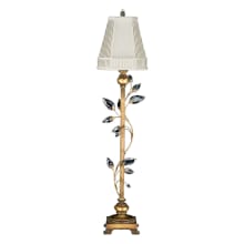 Crystal Laurel Gold Single-Light Buffet Lamp with Inline Dimmer Switch and Bold-Cut Stylized Crystal Leaves