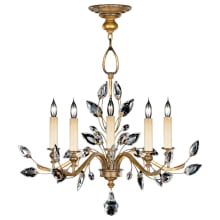 Crystal Laurel Gold Five-Light Single-Tier Chandelier with Bold-Cut Stylized Crystal Leaves