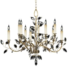 Crystal Laurel Gold Ten-Light Two-Tier Chandelier with Bold-Cut Stylized Crystal Leaves