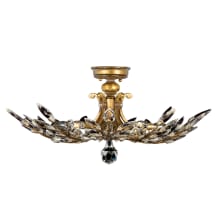 Crystal Laurel Gold 29" Diameter Five-Light Semi-Flush Mount Ceiling Fixture with Bold-Cut Stylized Crystal Leaves