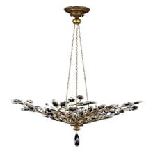 Crystal Laurel Gold Six-Light Foyer Pendant with Bold-Cut Stylized Crystal Leaves