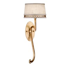 Allegretto Gold Single-Light Wall Sconce with White Textured Linen Shade