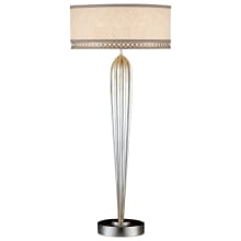 Allegretto Silver Two-Light Table Lamp with Inline Dimmer Switch and White Textured Linen Shade
