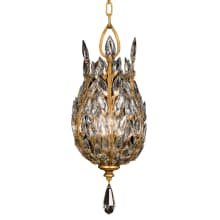 Crystal Laurel Gold Three-Light Foyer Pendant with Bold-Cut Stylized Crystal Leaves