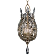 Crystal Laurel Three-Light Foyer Pendant with Bold-Cut Stylized Crystal Leaves
