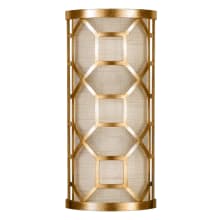 Allegretto Gold Two-Light Wall Sconce with White Textured Linen Shade