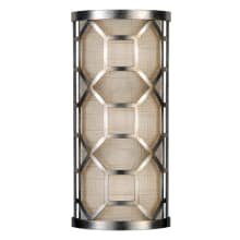 Allegretto Silver Two-Light Wall Sconce with White Textured Linen Shade
