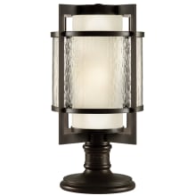 Singapore Moderne Outdoor Two-Light Post Light with Off-White Interior and Clear Textured Exterior Glass Shades