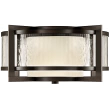 Singapore Moderne Outdoor 20" Diameter Two-Light Outdoor Flush Mount Ceiling Fixture with Off-White Interior and Clear Textured Exterior Glass Shades
