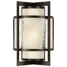 Singapore Moderne Outdoor Single-Light Outdoor Wall Sconce with Off-White Interior and Clear Textured Exterior Glass Shades