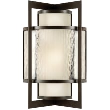 Singapore Moderne Outdoor Two-Light Outdoor Wall Sconce with Off-White Interior and Clear Textured Exterior Glass Shades