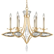 6 Light 1 Tier Chandelier in Florentine Brushed Gold Leaf Finish with Hand-Cut Faceted Crystals from the Marquise Collection