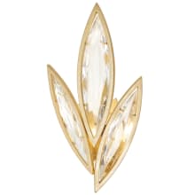 2 Light ADA Wall Sconce in Florentine Brushed Gold Leaf Finish with Hand-Cut Faceted Crystals from the Marquise Collection