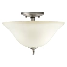 2 Light 13" Wide Semi-Flush Bowl Ceiling Fixture with White Glass Shade