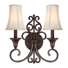 2 Light 16" Tall Wall Sconce with Fabric Shades