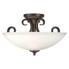 3 Light 16" Wide Semi-Flush Bowl Ceiling Fixture with White Glass Shade