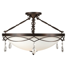 4 Light 22" Wide Semi-Flush Bowl Ceiling Fixture with White Glass Shade