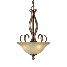 3 Light 16" Wide Pendant with Shaded Umber Glass